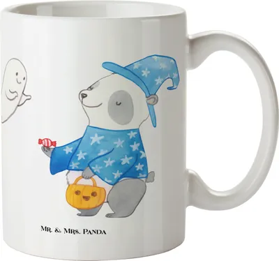 Produktbild von Mr. & Mrs. Panda Kaffeetasse Panda Zauberer - Weiß - Geschenk, Halloween Deko, Kaffeebecher, Tasse, Pott, Trick Or Treat, Dekoration, haferl, Gespenst, cappuccinotasse