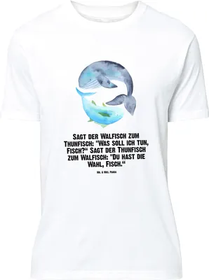 Produktbild von Mr. & Mrs. Panda Größe M T-Shirt Walfisch Thunfisch - Weiß - Geschenk, Wahl, mit Spruch, Tunfisch, Shirt, Lustige Sprüche, Des Tages, Herren, Witz, Wal, Lustig, Tshirt