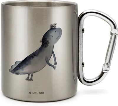 Produktbild von Mr. & Mrs. Panda Thermobecher Axolotl Schwimmen - Transparent - Geschenk, thermotasse, Edelstahl Trinkbecher, Metall, Motivation, Optimistisch, Isolierbecher, Lösungen