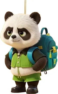 Produktbild von Panda-Weihnachtsbaumschmuck, 2D-Acryl-Cartoon-Panda, niedlicher Auto-Innenraumschmuck für den Rückspiegel, Weihnachtsbaumdekoration
