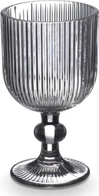 Immagine prodotto di VIVALTO | Bicchiere da vino - Bicchiere da acqua - 370 ml - Scanalato - Grigio - Calice grande - Trasparente