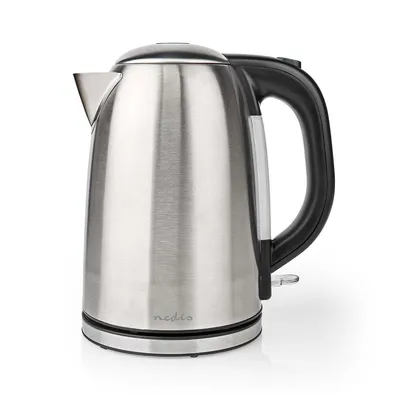 Produktbild von Nedis Wasserkocher - 1.7 l - Edelstahl - Schwarz / Silber - Um 360 Grad drehbar - Verdecktes Heizelement - Strix Controller - Boil-dry protection