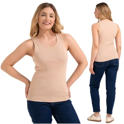 Produktbild von Tanktop - Top Größe 3XL - Damenoberteil beige - Freizeitshirt - Sommertop