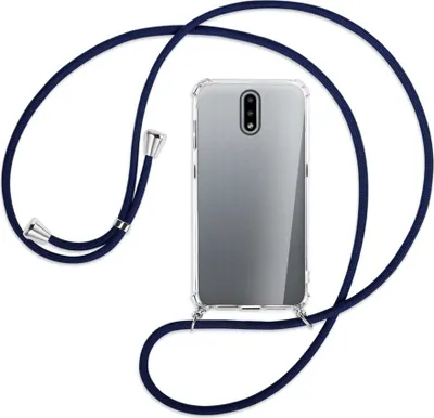 Produktbild von Handykette Backcover-Schutzhülle mit Band (Metall silberfarben) für Nokia 2.3 - dunkelblau