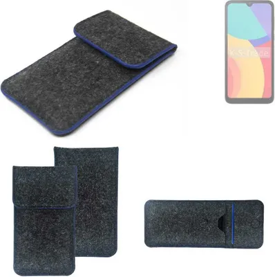 Produktbild von K-S-Trade Handy-Hülle Schutz-Hülle kompatibel mit Alcatel L1 (2021) Filztasche Pouch Tasche Case Sleeve Filzhülle dunkelgrau, blauer Rand