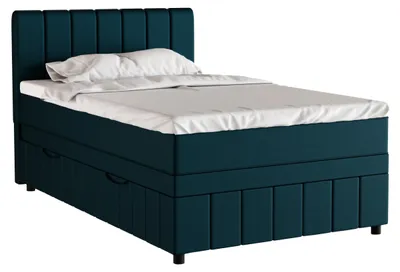 Produktbild von Boxspringbett Einzelbett 120x200, Dunkeltürkis, AVALON, mit Bettkästen, mit Matratze, mit Topper, Panda Möbel