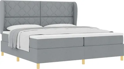 Productafbeelding van Boxspringbed met hoofdeinde Lichtgrijs 200 x 200 cm Stof