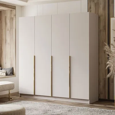 Produktbild von Kippbarer Kleiderschrank Schrank AUREL 4D KASCHMIR mit Gold Chrom Griffe