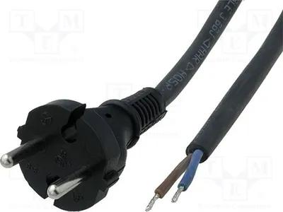 Immagine prodotto di 1 cavo, lunghezza: 2 metri, con connettore CEE 7/17 (C), cavo in gomma nera, sezione 2x1,5mm2, tipo S8RR-2/15/2BK