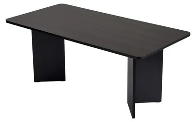 Image de Table à manger Table de salle à manger en bois MDF mélaminé bois noir 180 x 90 x 75 cm