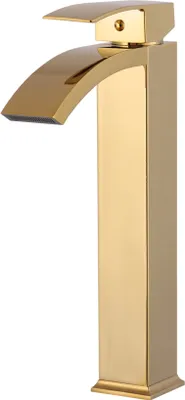 Immagine prodotto di Granitan | Miscelatore per lavabo Cascade - Oro - Alto - Design moderno - Bocca a cascata - Alta qualità