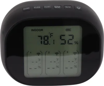 Image de Thermomètre d'intérieur et d'extérieur Celsius Fahrenheit à commutation visible de nuit sans fil Jauge de température et d'humidité noire pour la maison, l'usine et le bureau