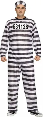 Produktbild von Sträflings Kostüm für Fasching & Karneval -Schwarz-weiß gestreift One Size