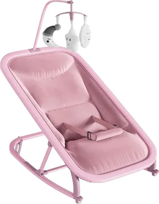 Image de Bébé-siège 2-en-1 : transat et balancier pour bébé. Convient aux nouveau-nés de 0 à 18 mois. Portable, avec housse de siège amovible, design ergonomique. Couleur : rose