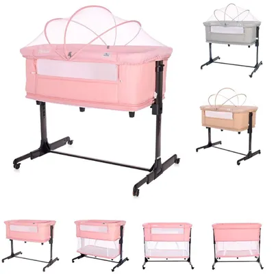 Produktbild von Lorelli Beistellbett Milano 2in1 ab Geburt Matratze höhenverstellbar Moskitonetz rosa