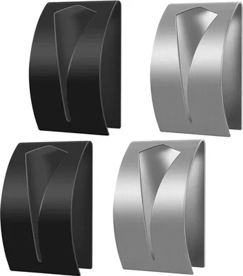 Imagen del producto de Cuatro soportes adhesivos para toallas - Soportes para toallas - Soportes multifuncionales para toallas - 7,5 x 5 x 2,3 cm - Ideales para cocina, baño y oficina - Color , plateado