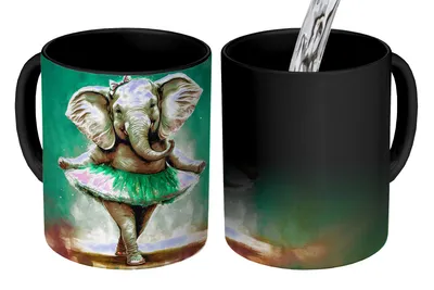 Obrázok produktu pre MuchoWow® Magický hrnček Magický slon - Balerína - Farba - Luk - Portrét - Detský 350 ml hrnček meniaci farbu Nápad na darček - Magický hrnček - Foto hrnček - Keramické hrnčeky - Obrázky - Šálka kávy - Hrnček na pitie - Hrnček na kávu