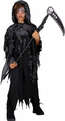 Produktbild von Sensenmann - Skelett Halloween Kostüm Kinder Kindergröße: 92-104