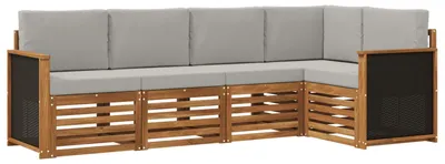 Zdjęcie produktu dla vidaXL Zestaw mebli ogrodowych, sofa z 4 poduszkami, kolor naturalny i jasnoszary