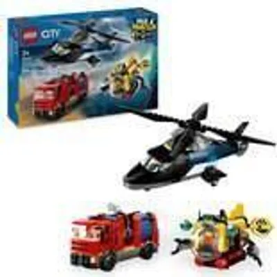 Produktbild von LEGO City Hubschrauber, Feuerwehr Truck und modulares U-Boot, 874 Teile, Bauspielzeug 7+ Jahre
