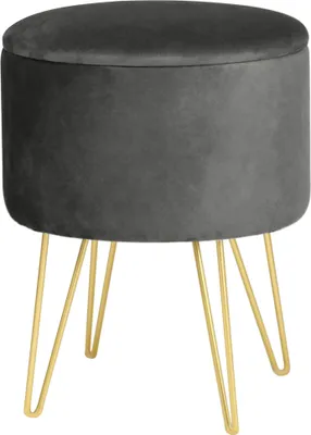 Produktbild von Pouf AKORD LILI aus Samtstoff mit Stauraum in Grau Durchmesser 35 cm Höhe 45 cm