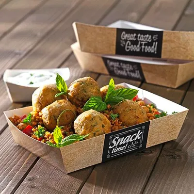 Produktbild von Snacktrays, Pappe "pure" 3 cm x 3,3 cm x 10,5 cm "Good Food"