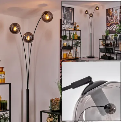 Produktbild von Fossobiubo Stehlampe aus Metall/Glas in Schwarz/Rauchfarben
