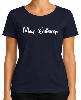 Productafbeelding van Malt Whisky, Schotse whisky, grappige parodie, drinken, cadeau, whisky, dames T-shirt, marineblauw, maat XL