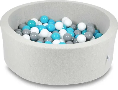 Image de Piscine à balles 90x30cm gris clair - Avec 200 balles / turquoise, blanc, gris