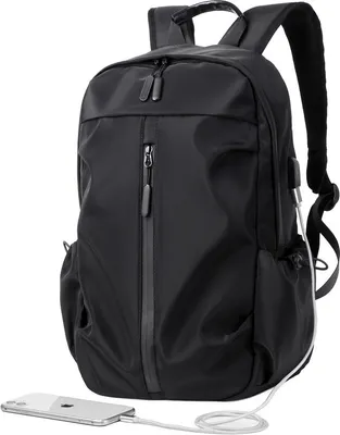 Produktbild von INF Lässiger Rucksack Laptop 15,6 Zoll wasserdichte Computertasche mit USB-Ladeanschluss Schwarz