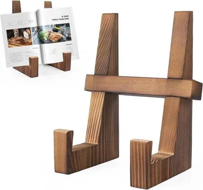 Image de Support en bois pour livres de cuisine et notes, 22 cm de haut, 14,7 cm de long, en bois