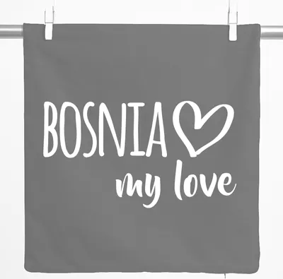 Produktbild von Huuraa Kissenbezug Bosnia my love 40x40cm Steel Grey Baumwolle Dekokissenbezug Geschenkidee