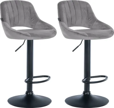 Produktbild von 2er Set Barhocker HLO-CP278 Samt B  dunkelgrau