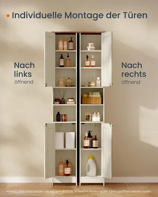 Produktbild von SONGMICS HOME Badezimmerschrank, Toolless-Technologie, superschnelle werkzeuglose Montage, Badschrank schmal, verstellbare Ablagen, Wohnzimmer