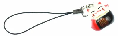 Produktbild von Glückskatze Winkekatze Handyanhänger Miniblings Glöckchen Katze Manineko schwarz