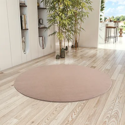 Obrázek produktu pro Teppium Pratelný Koberec s Krátkým Vlasem Protiskluzový a Měkký Moderní Jednobarevný Design do Obývacího Pokoje Ložnice, Velikost: 120 cm kulatý