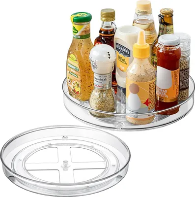 Produktbild von Gewürzregal Kosmetik-organizer Kühlschrank Organizer,2er 360° Drehteller Fridge,für Küchenschran Kühlschrank,Drehteller Kühlschrank Organizer,2 Größen