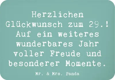 Produktbild von Mr. & Mrs. Panda magnet Spruch 29. Geburtstag - Meeresbrise - Geschenk, zettelhalter, whiteboardmagnet, besonderer Moment, Geburtstagswünsche, Happy Birthday, haftmagnet