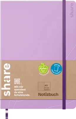 Produktbild von share Notizbuch A5, 192 Blatt, ideal für Schule, Büro, Tagebuch, Planer Lavendel