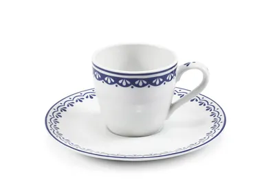 Obrázok produktu pre Šálka na espresso s podšálkou, 0,07 l, HyggeLine, modrá, Leander, český porcelán Bez monogramu.