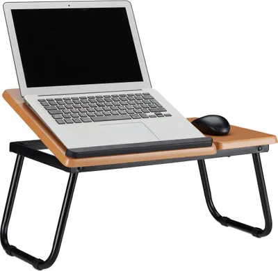 Produktbild von Relaxdays Laptoptisch neigbar, Notebookständer, klappbarer Betttisch, neigbar, HxBxT: 23,5 x 56,3 x 31,6 cm, MDF, natur