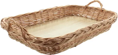 Produktbild von Frank-Flechtwaren Weiden-Serviertablett, rustikal, mit geflochtenem Zopfrand, Naturton, 50 x 35 x 8 cm, handgeflochten in Europa