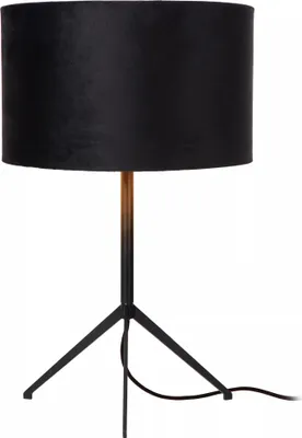 Zdjęcie produktu dla Lampa stołowa czarna abażur aksamitny E27 Tondo Lucide