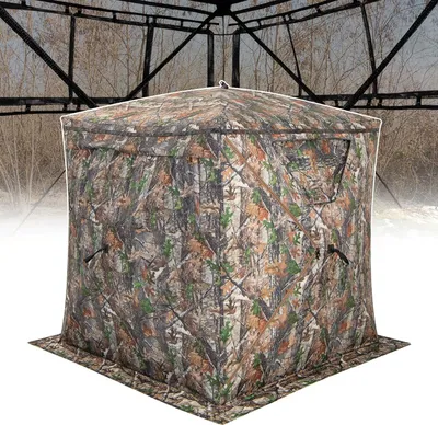 Produktbild von GOPLUS Jagdzelt, Camouflage Tarnzelt mit 270 Grad Einwegsicht für 2-3 Personen, tragbares Pop up Zelt mit Tragetasche, Tarnversteck für die Jagd, Naturfotografie & Tierbeobachtung