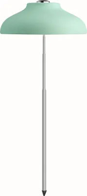 A mint green plant light with a telescopic stand.