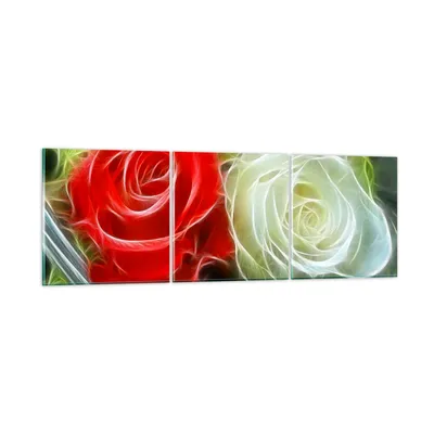 Produktbild von Bilder auf glas - Blumen Blumenstrauß Rose - 90x30cm - Glasbilder - Wandbilder - Kunstdruck - zum Aufhängen bereit - Wanddekoration aus Glas - Glas Bilder - Wandbild auf Glas - 3 Teile - GCA90x30-0336