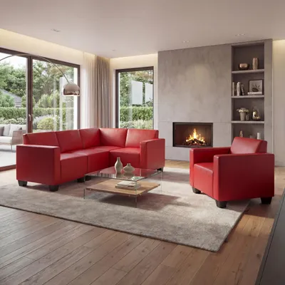 Produktbild von Modular Sofa-System Couch-Garnitur Lyon 4-1, Kunstleder  rot