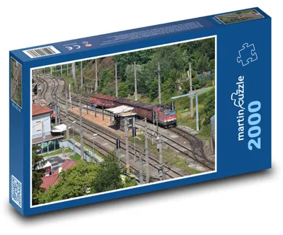 Zdjęcie produktu dla Puzzle 2000 Dworzec kolejowy z pociągiem - martinpuzzle