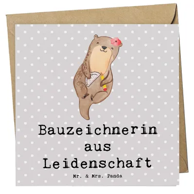 Produktbild von Mr. & Mrs. Panda Grußkarte Bauzeichnerin Leidenschaft - Grau Pastell - Geschenk, Glückwunschkarte, doppelkarte, Klappkarte, anlasskarte, faltkarte