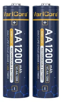 Obrázek produktu pro AA dobíjecí baterie – VC-AA1200 Li-Ion – 1,2 V, 1200 mAh – balení po 2 ks – pro baterky, fotoaparáty, dálkové ovladače a hračky